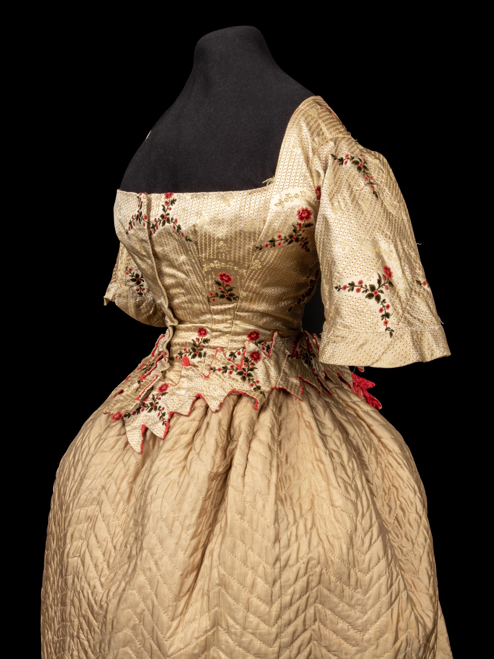 Two Mid-Victorian Items: Bodice and Quilted Petticoat, 1850-70s