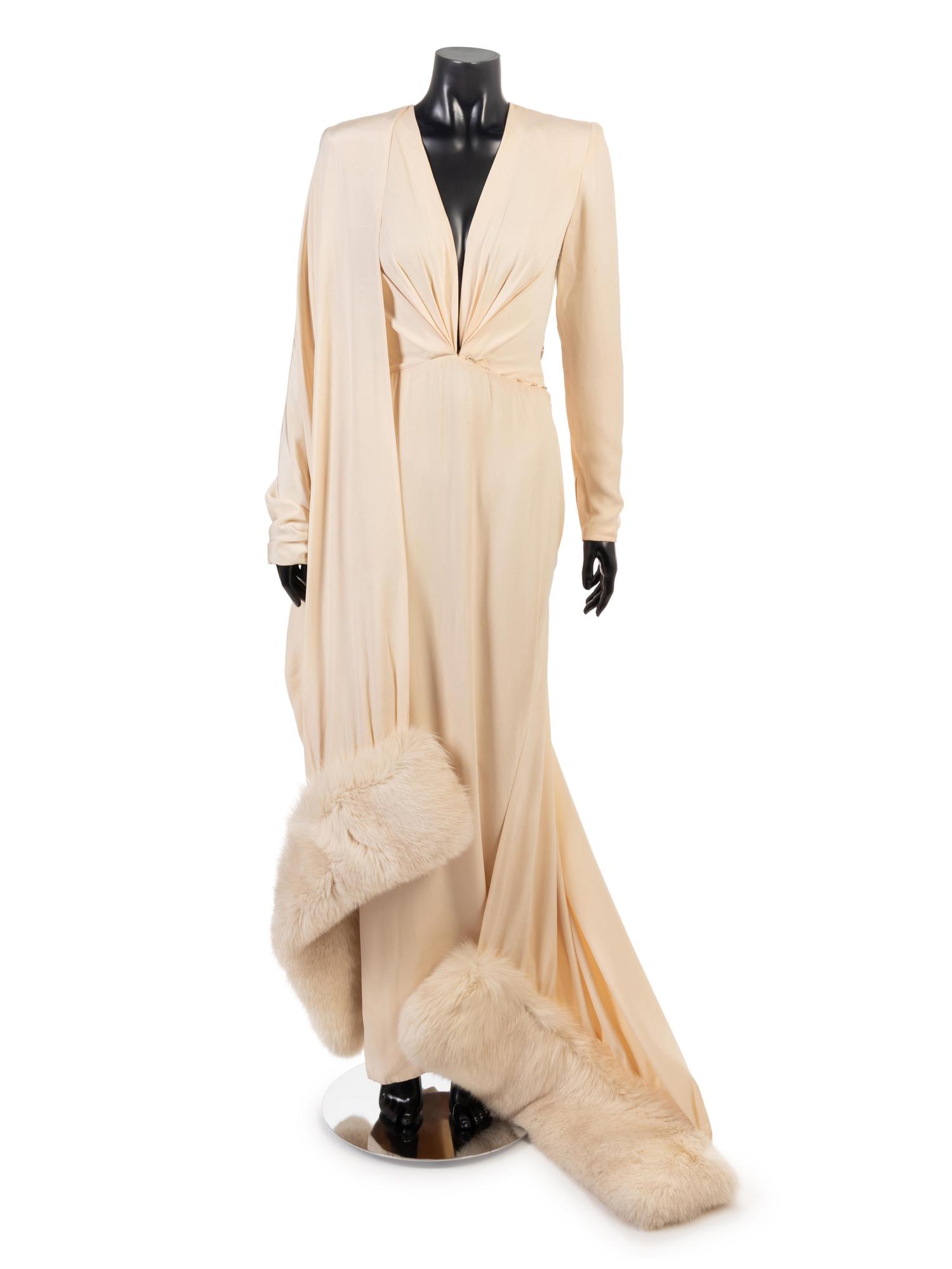 Valentino Couture Evening Dress with Fur Trimmed Wrap From Ebony Fashion Fair, 1980s