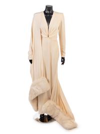Valentino Couture Evening Dress with Fur Trimmed Wrap From Ebony Fashion Fair, 1980s