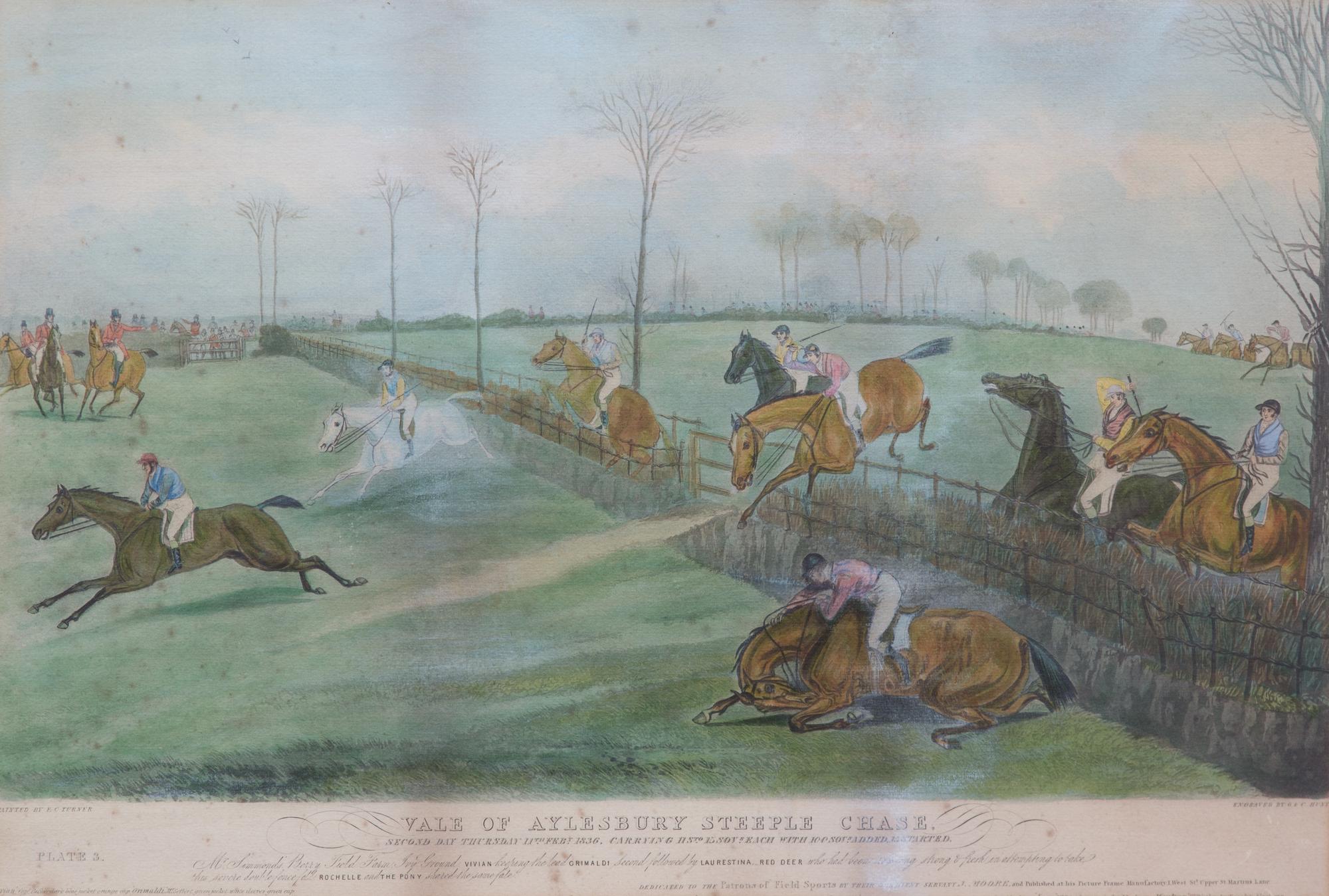 Francis Calcraft TURNER, after Image 13 x 21 3/4 inches. — Vale of Aylesbury Steeple Chase, Plates I-IV