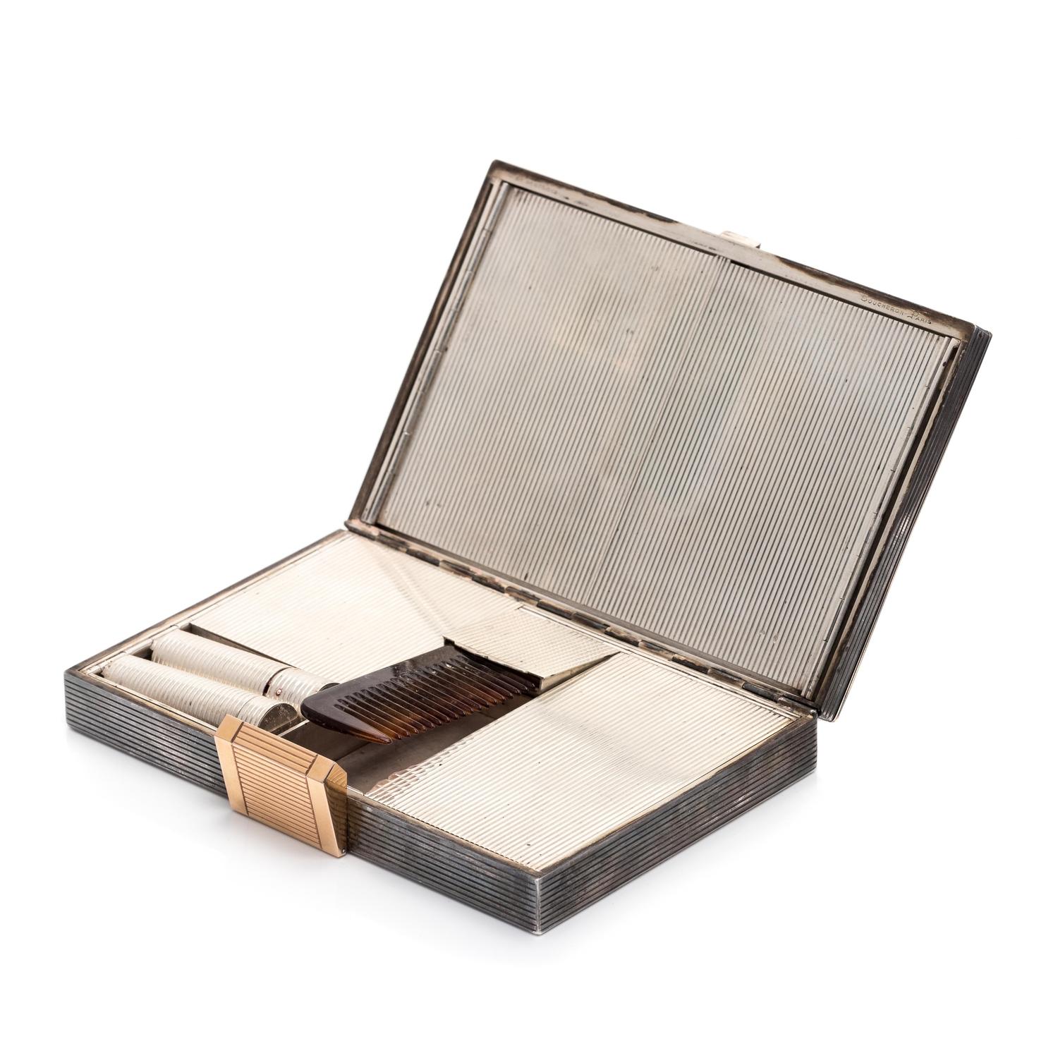 Boucheron, Gold and Ruby Floral Motif Compact with Carrying Case