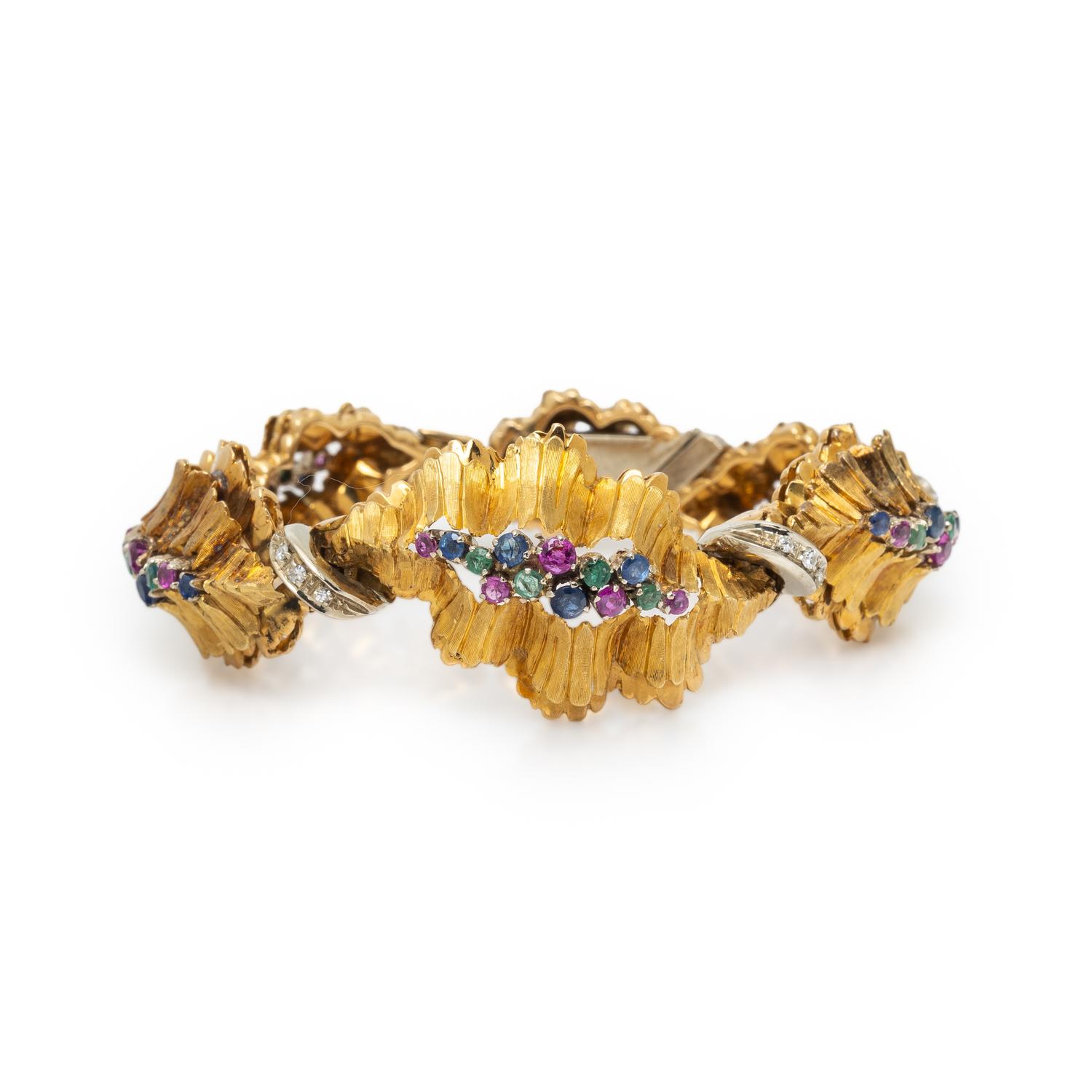 RUBY, EMERALD, SAPPHIRE AND DIAMOND BRACELET