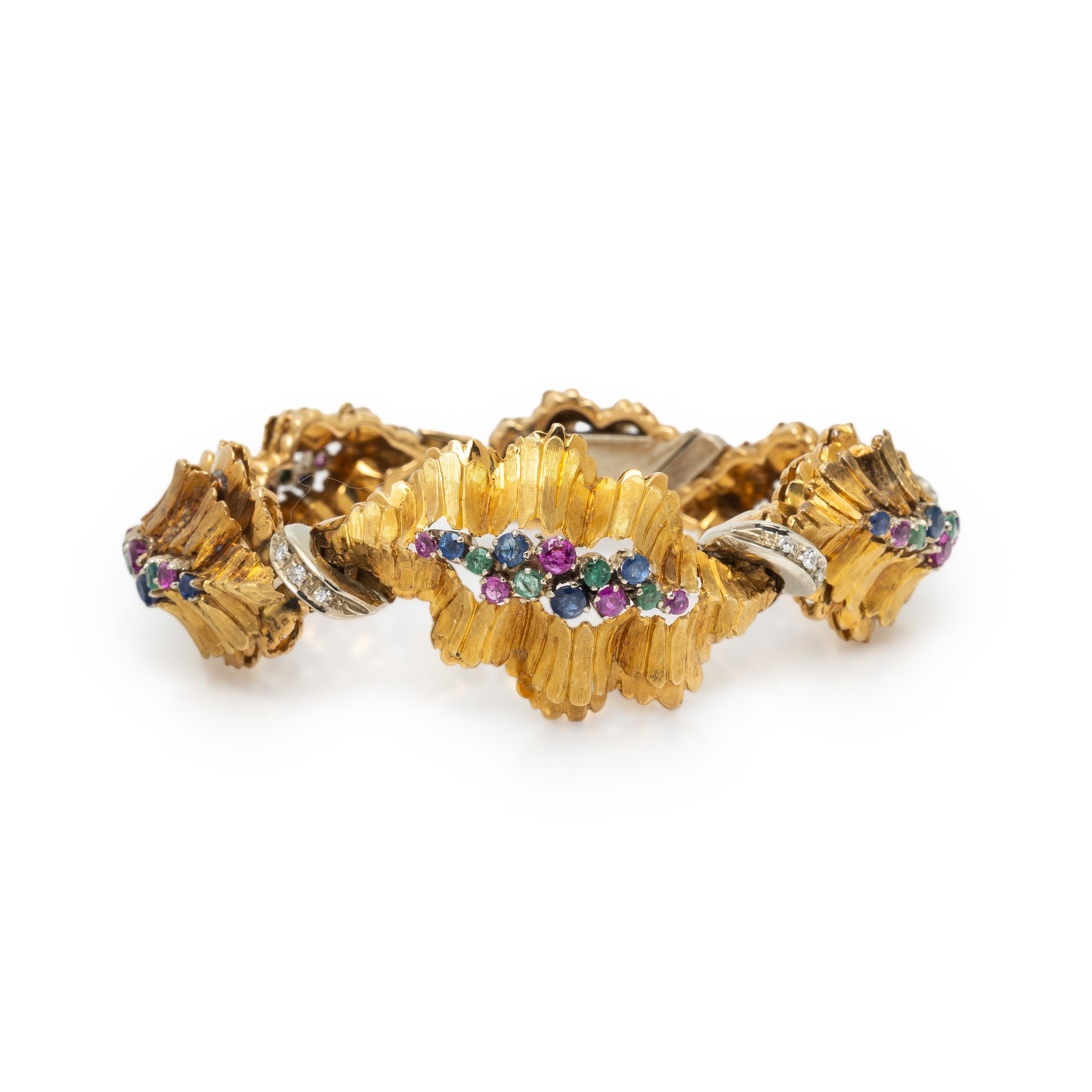 RUBY, EMERALD, SAPPHIRE AND DIAMOND BRACELET