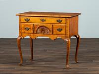 A Queen Anne Style Fan Carved Tiger Maple Dressing Table