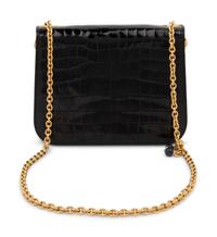 Gucci Black Crocodile Flap Bag with Gold-tone Chain, 1970-80s