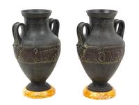 A Pair of Neoclassical Cast Metal Urns Height 15 3/4 inches. — LATE 19TH/EARLY 20TH CENTURY