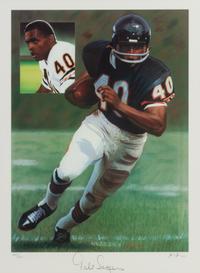 A Gale Sayers Signed Autograph Print Formerly Displayed at Mike Ditka’s Restaurant