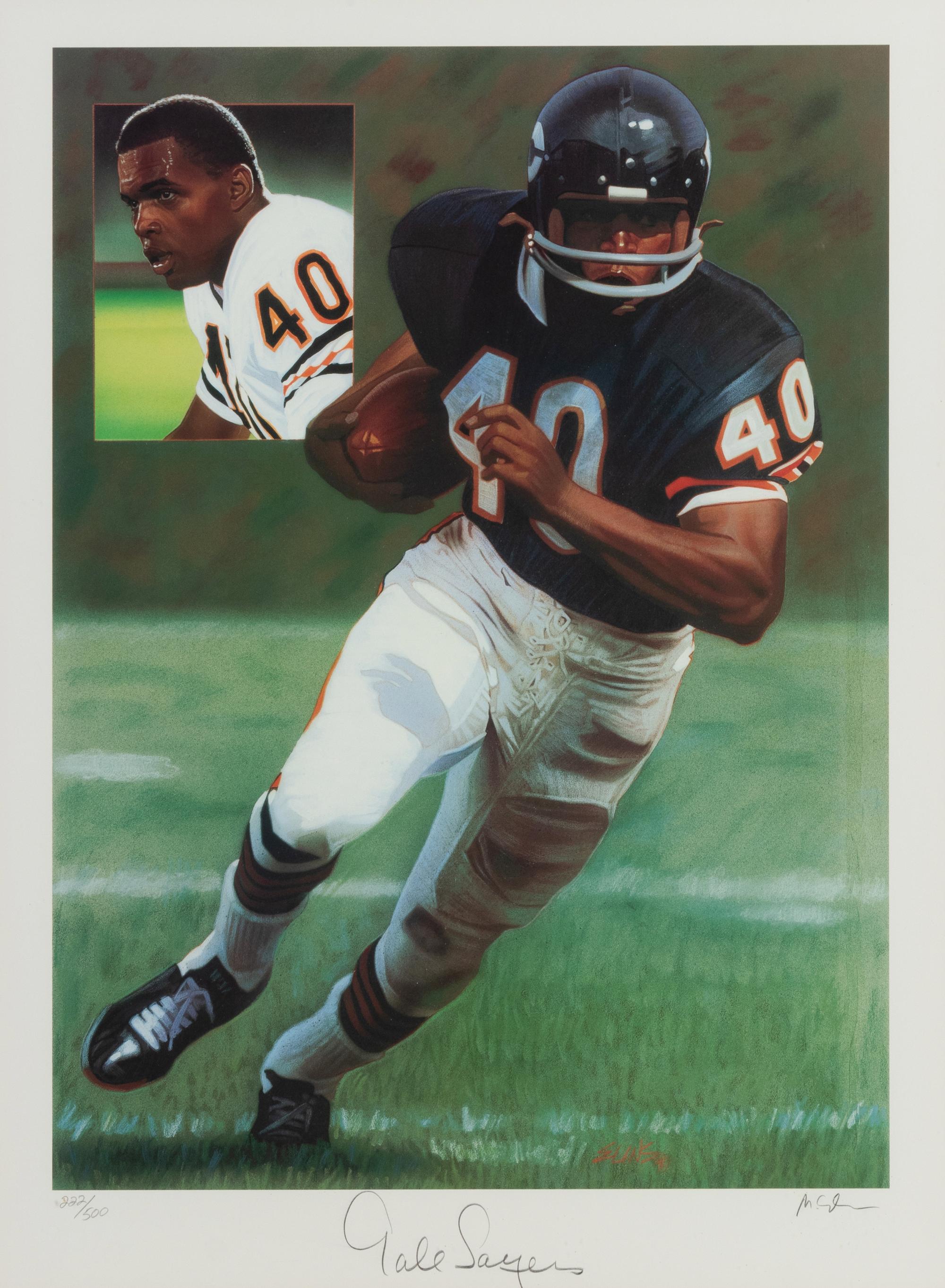 A Gale Sayers Signed Autograph Print Formerly Displayed at Mike Ditka’s Restaurant