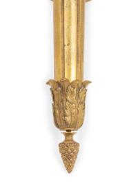 A Pair of Continental Gilt Bronze Single-Light Sconces