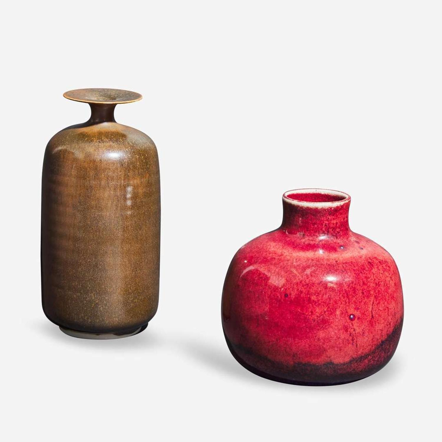 Brother Thomas Bezanson (Canadian-American, 1929-2007) Two Vases, USA, circa 1970s-1992