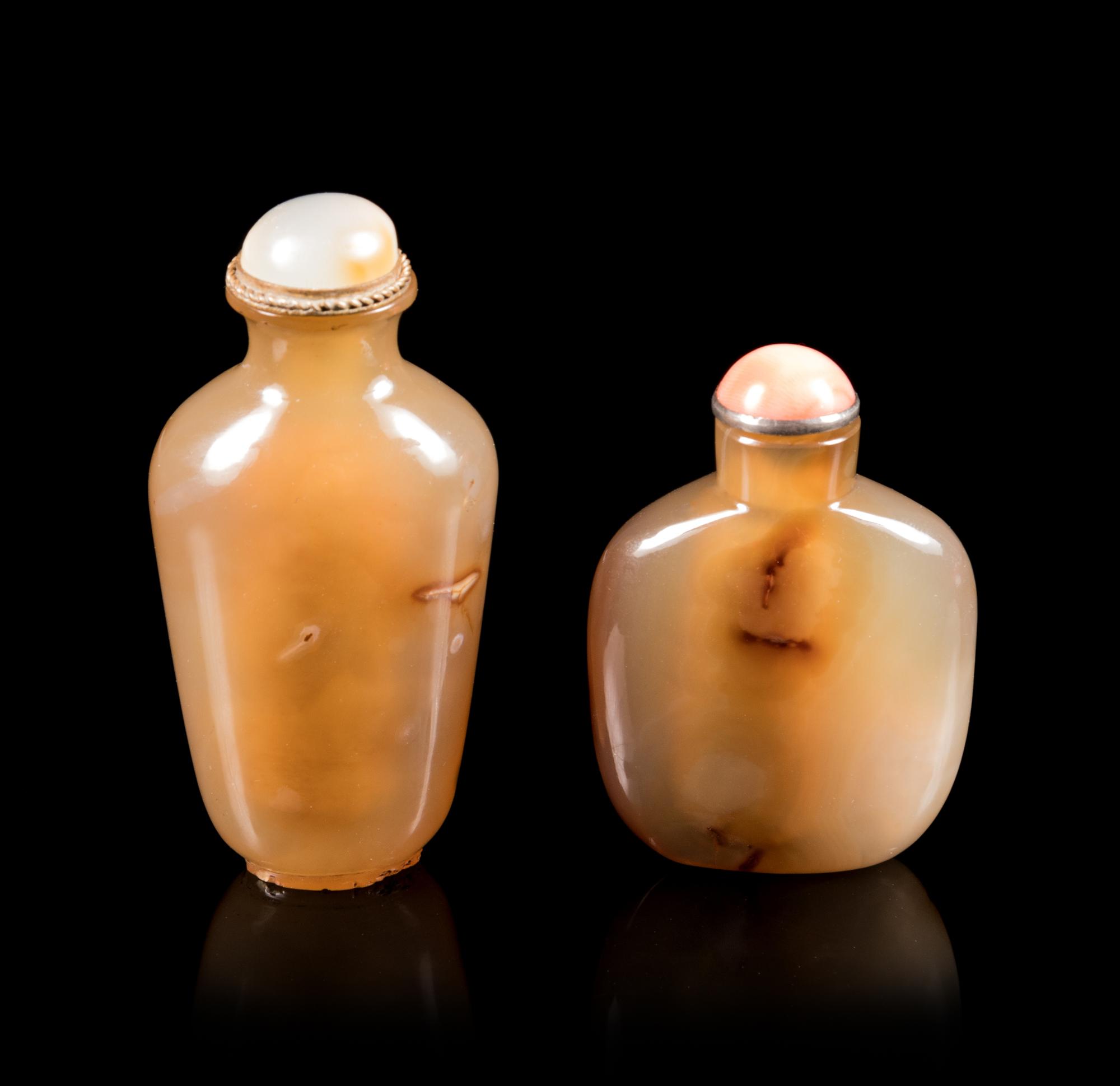 Two Chinese Agate Snuff Bottles