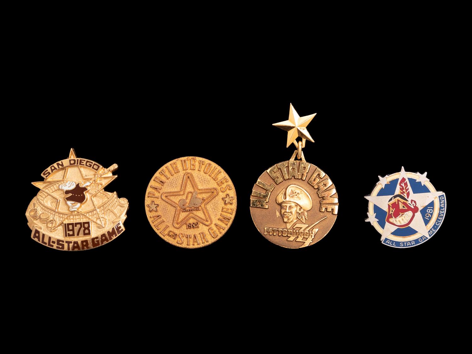 A Group of Four 1970s-1980s Major League Baseball All-Star Game Press Pins,