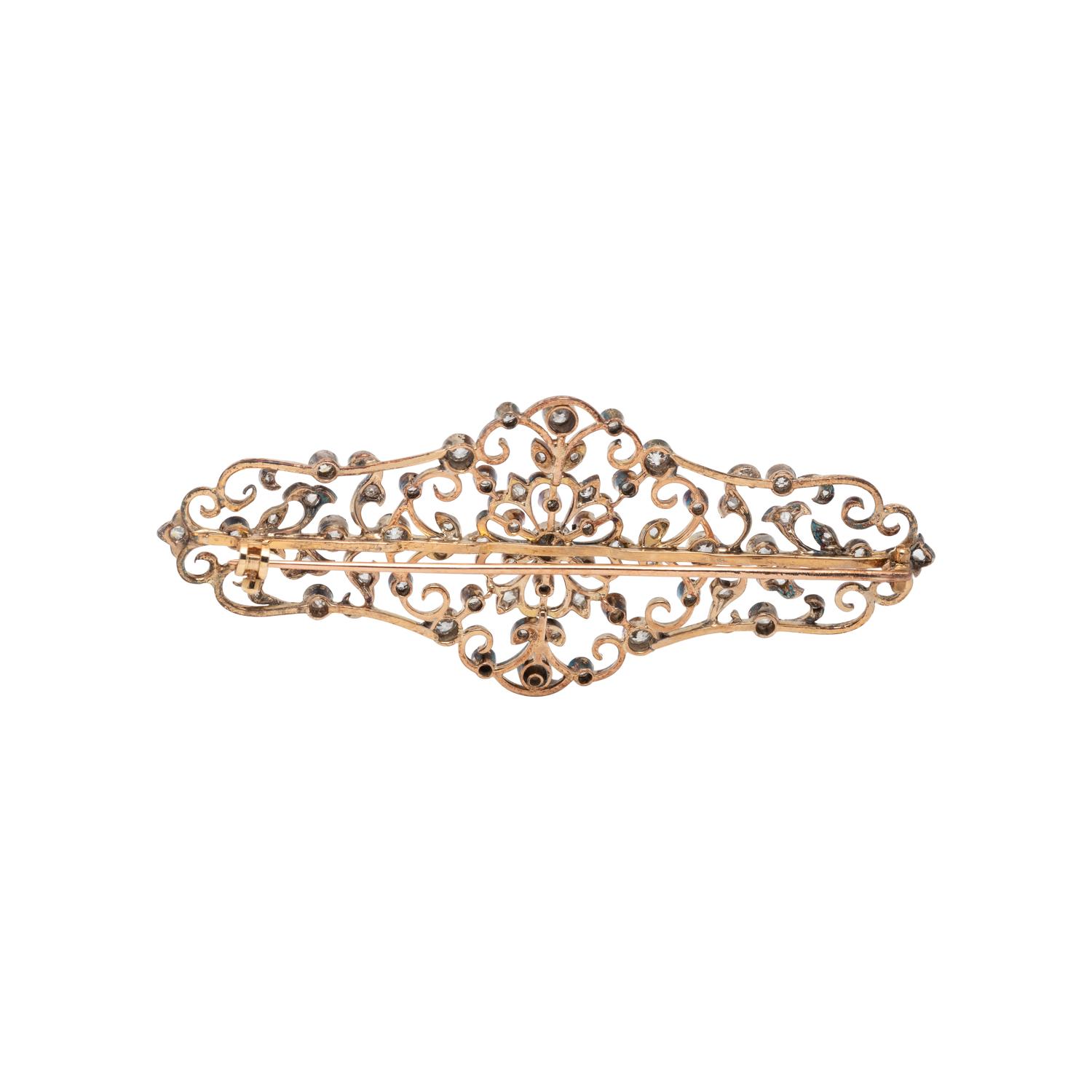 ANTIQUE, SILVER-TOPPED-GOLD AND DIAMOND BROOCH