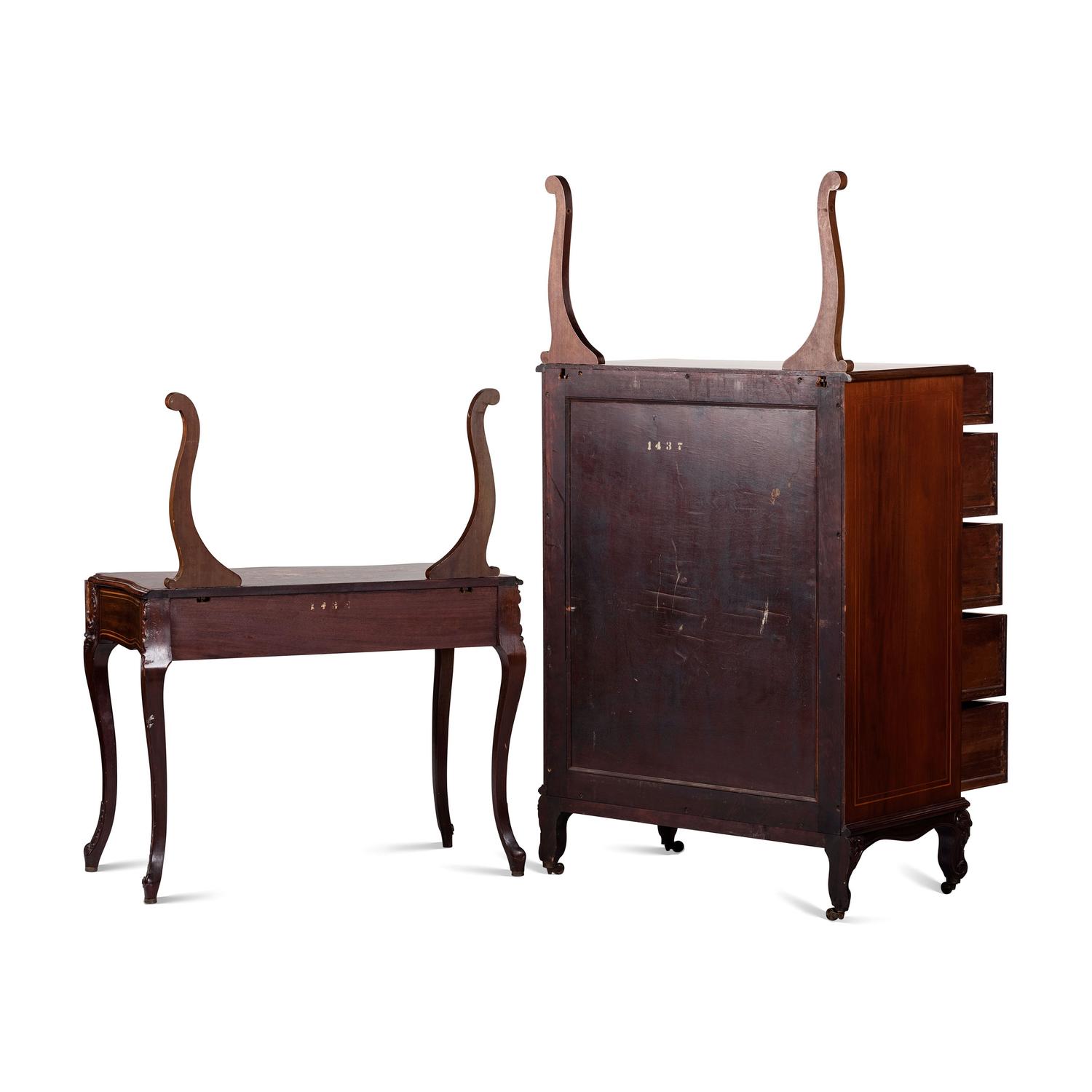 An Aesthetic Movement Mahogany, Inlay and Mother of Pearl Bedroom Set from Katherine Graham's Estate