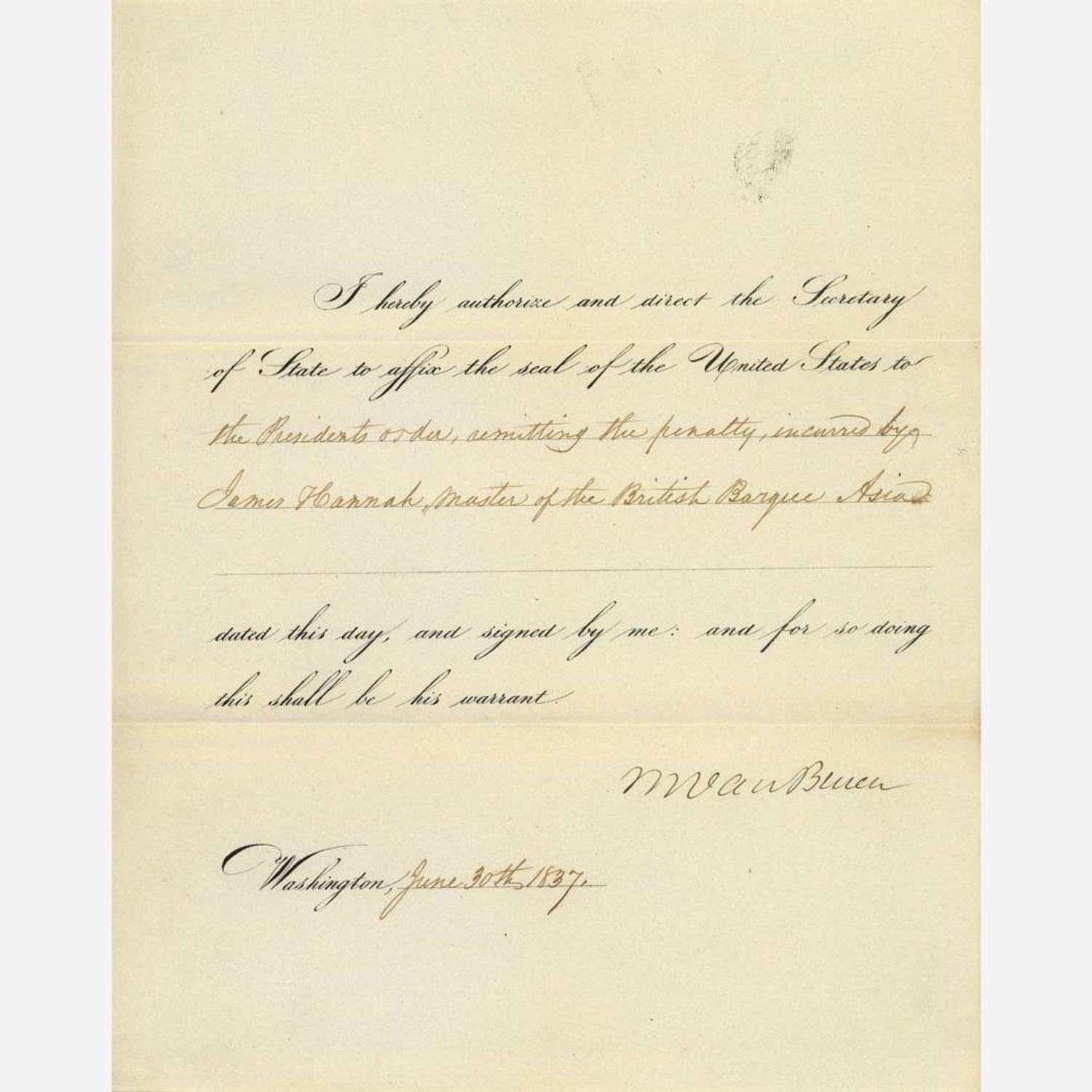 [Presidential] Van Buren, Martin, and John Tyler and Millard Fillmore Group of 3 Signed Documents