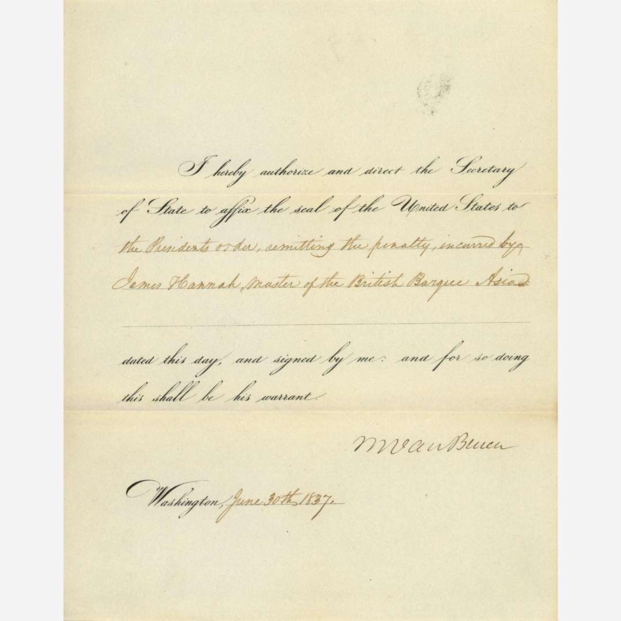 [Presidential] Van Buren, Martin, and John Tyler and Millard Fillmore Group of 3 Signed Documents