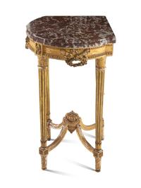 A Louis XVI Style Giltwood Corner Table