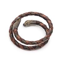 Bottega Veneta, Woven Leather & Sterling Snake Bracelet