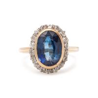 SYNTHETIC SAPPHIRE AND DIAMOND RING