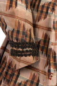 Silk Taffeta Dress with Ikat Print, 1860s