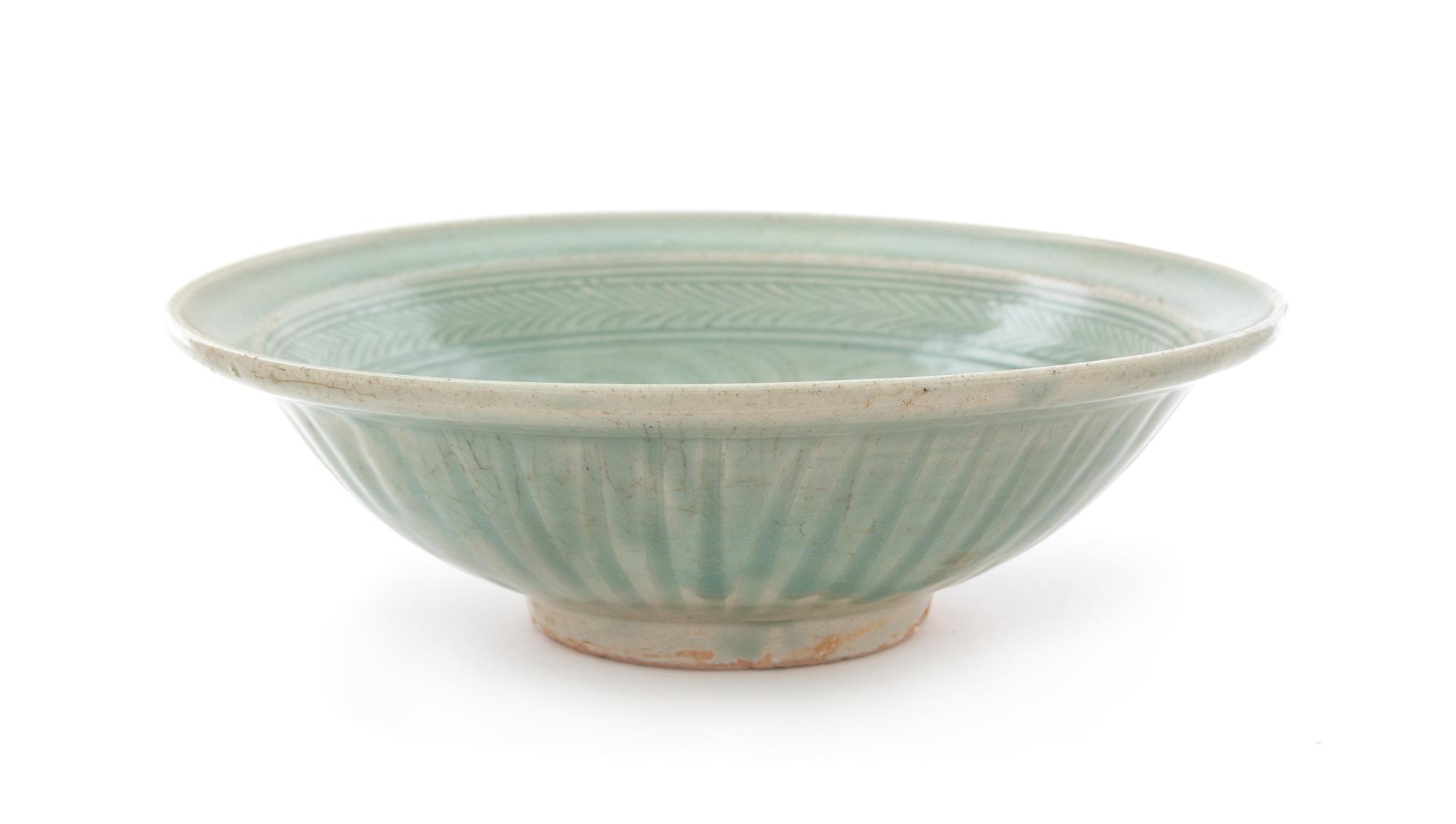 A Thai Celadon Porcelain Bowl Diameter 12 1/8 inches. — 15TH CENTURY
