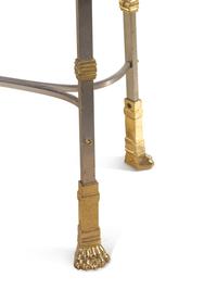 A French Steel and Brass Marble-Top Table in the Style of Maison Jansen
