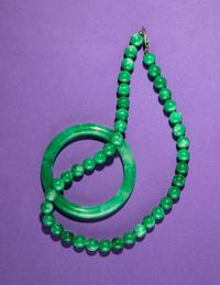 A Jadeite Bead Necklace and Bangle