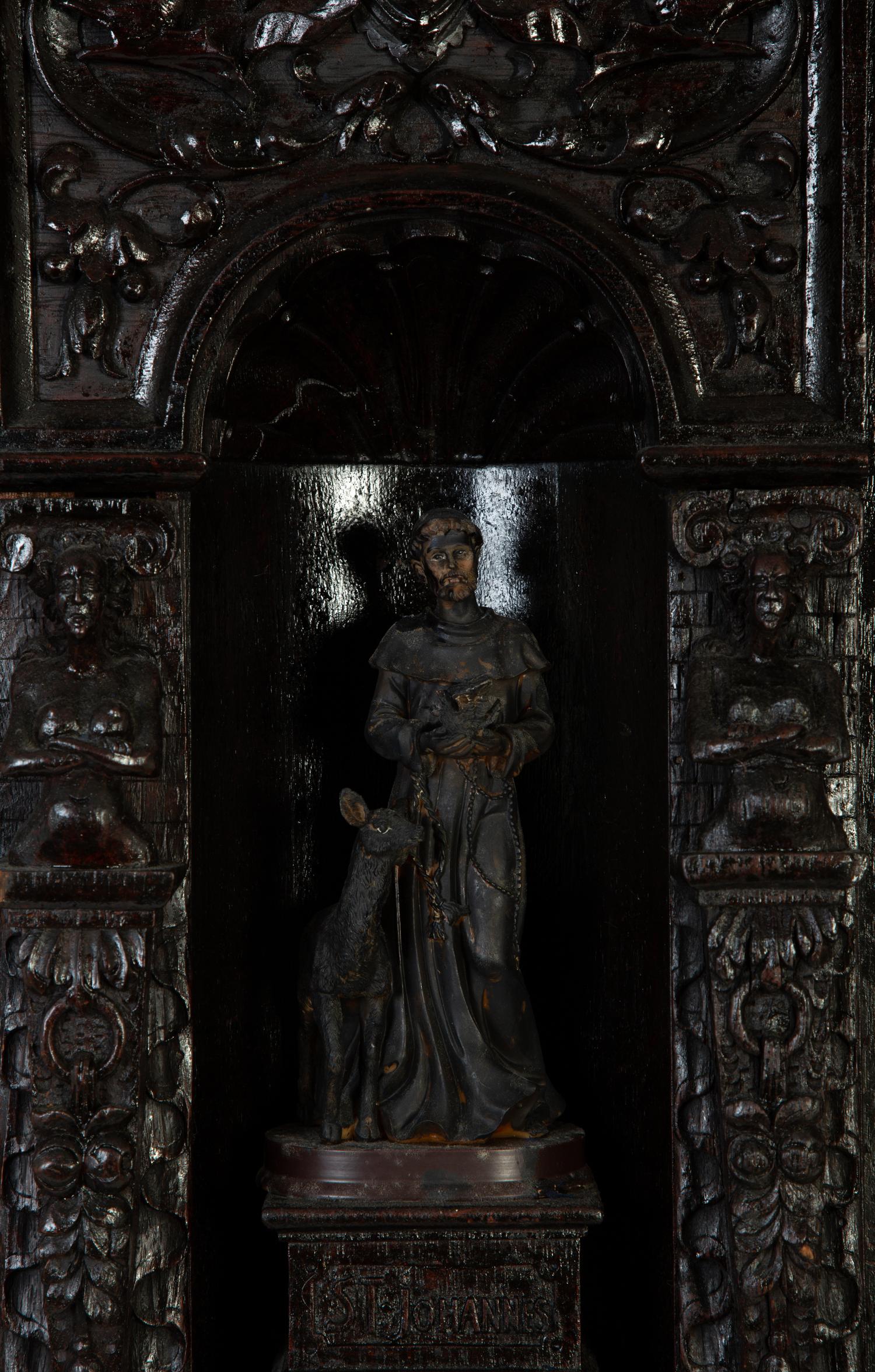 An Italian Baroque Style Carved Oak Cabinet on Stand — 18TH CENTURY