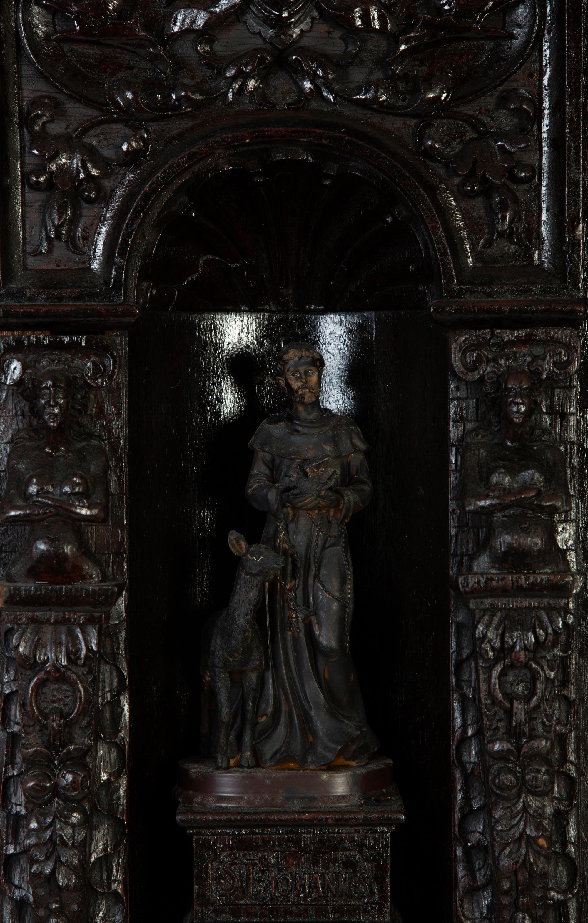 An Italian Baroque Style Carved Oak Cabinet on Stand — 18TH CENTURY