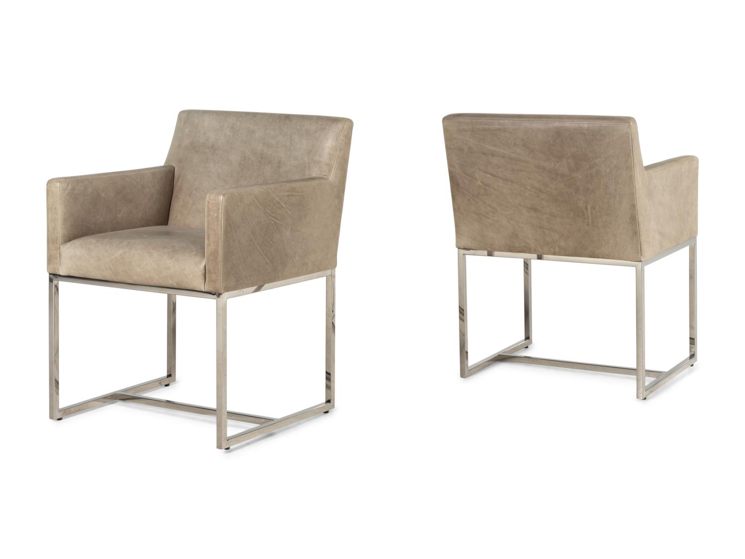 A Set of Six Contemporary Leather-Upholstered Armchairs
