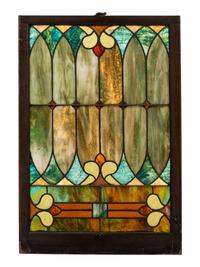 Two American Stained Glass Window Panels