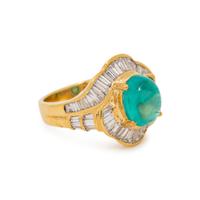 YELLOW GOLD, EMERALD AND DIAMOND RING