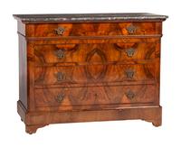 A Louis Philippe Figured Walnut Marble Top Chest of Drawers