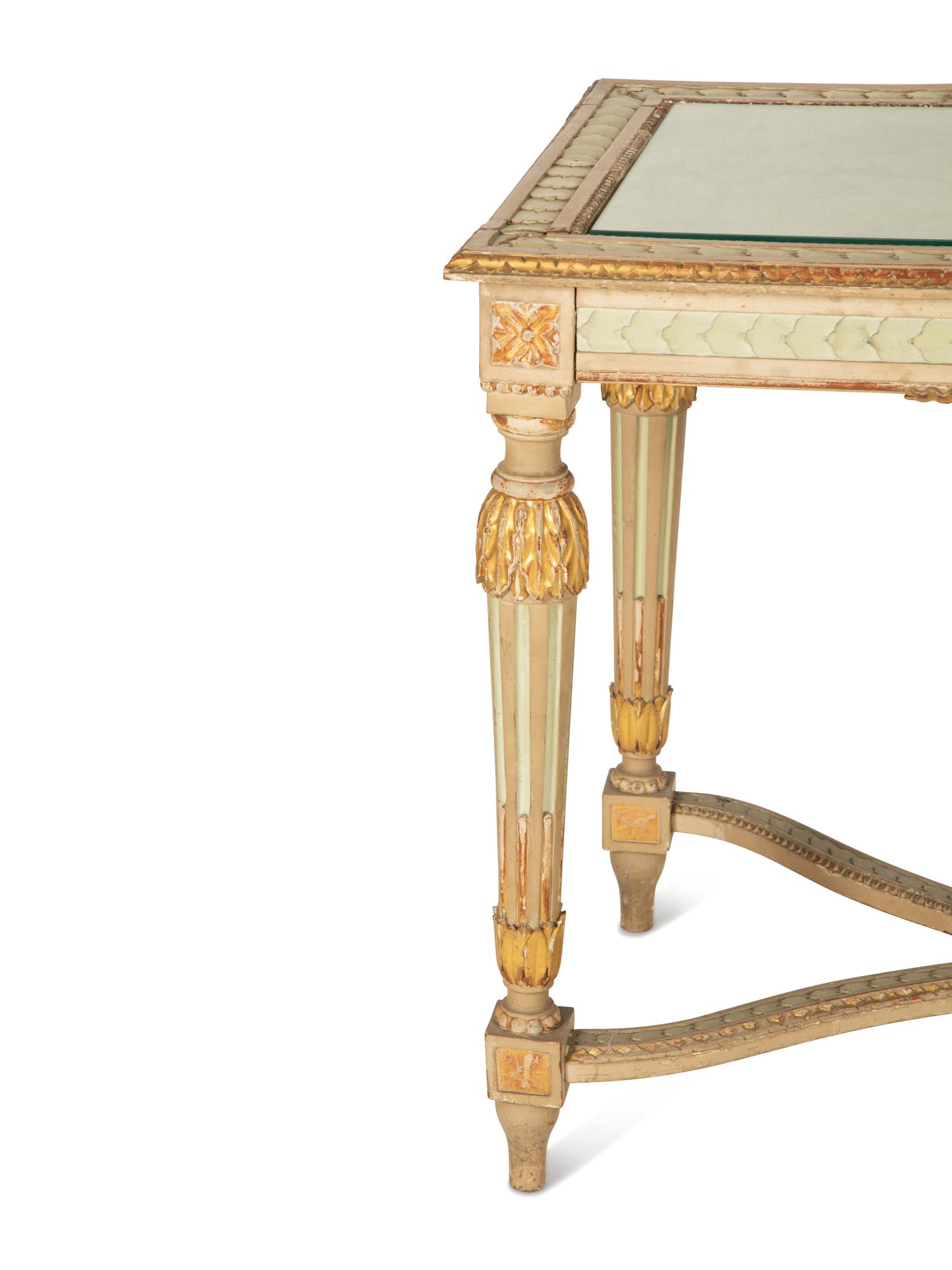 A Louis XVI Style Painted and Parcel Gilt Table (matching the previous lot) — Early 20th Century