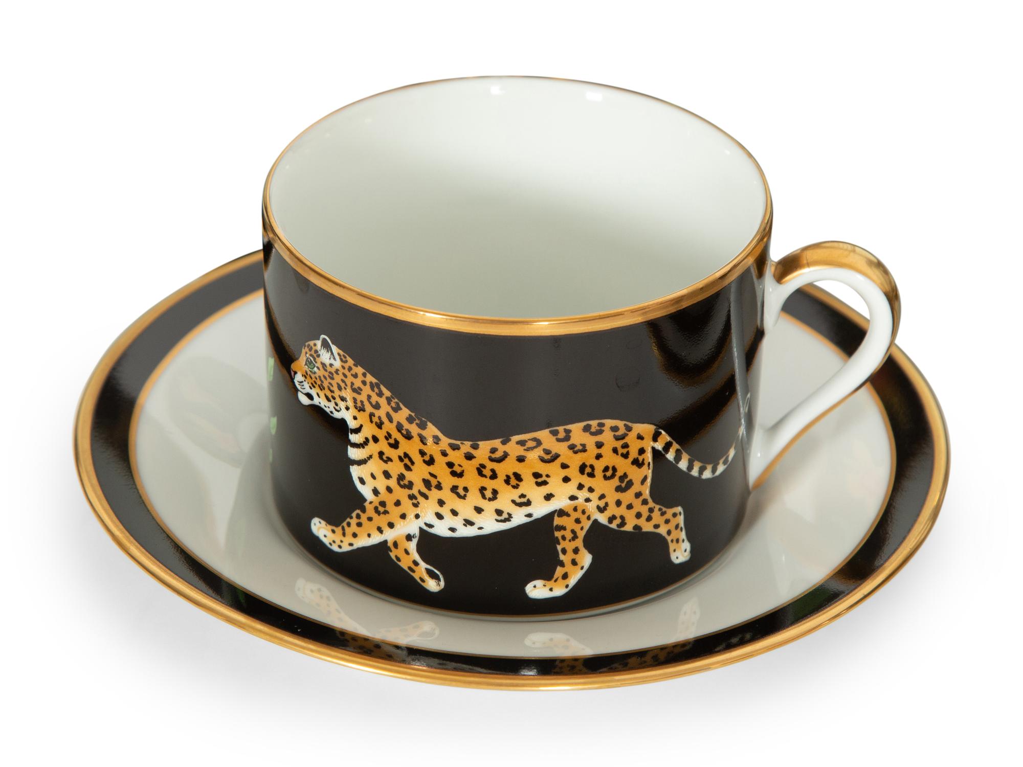 A Lynn Chase Porcelain Jaguar Jungle Dinner Service