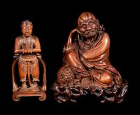 Two Chinese Carved Wood Figures