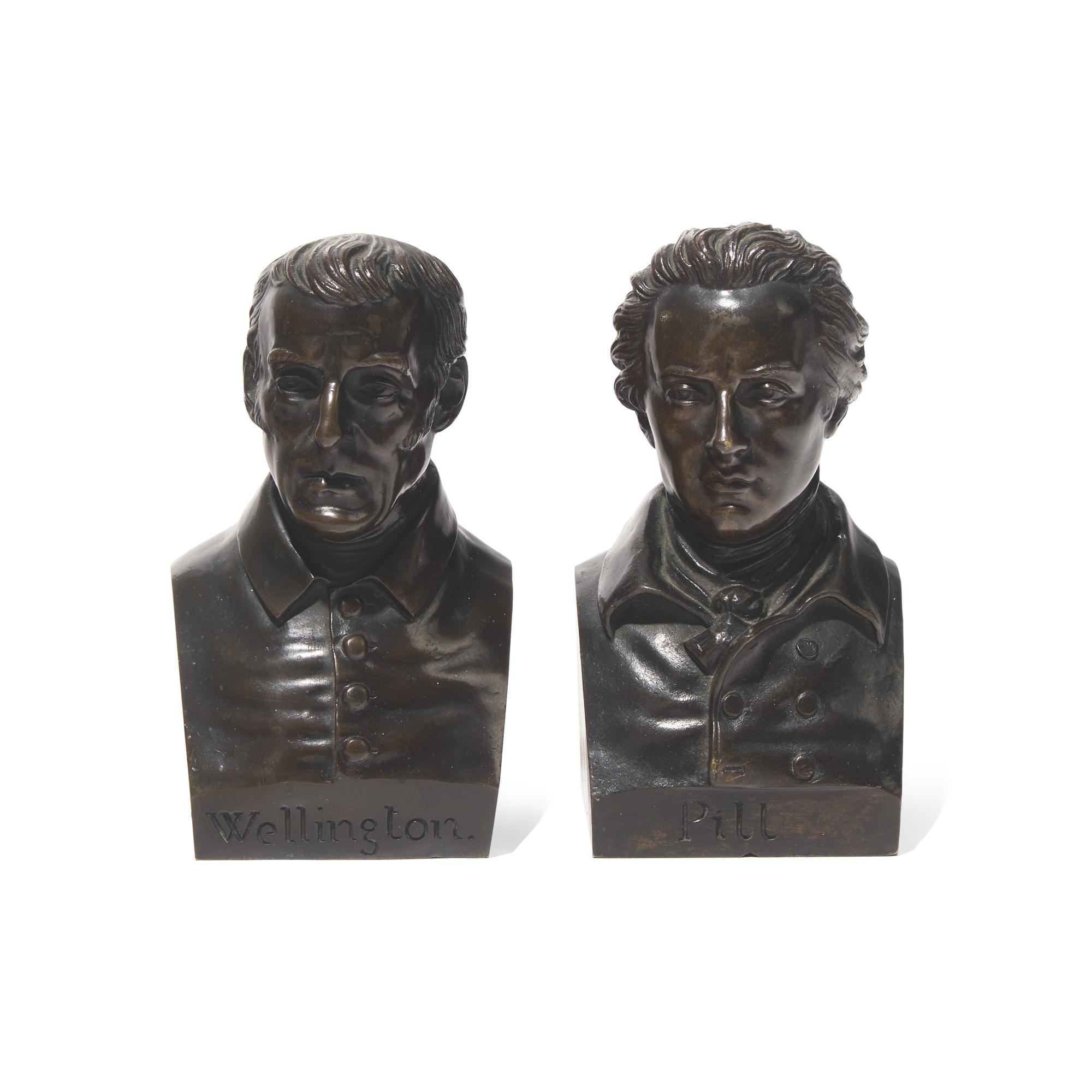 Pierre Joseph Chardigny (French, 1794-1866), Two Bronze Busts Depicting William Pitt the Younger and the Duke of Wellington
