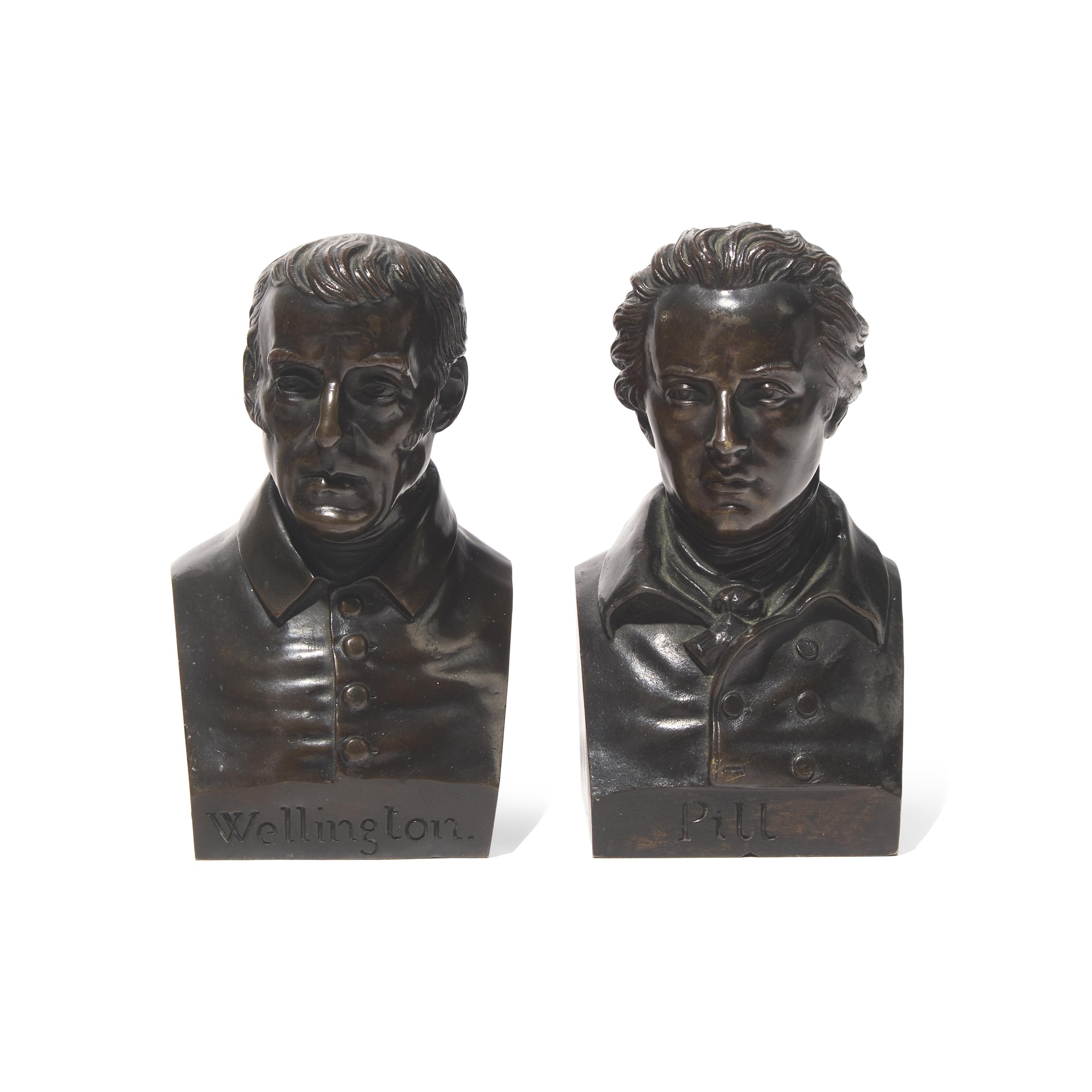 Pierre Joseph Chardigny (French, 1794-1866), Two Bronze Busts Depicting William Pitt the Younger and the Duke of Wellington