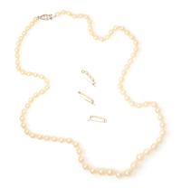 A Collection of Gold, Cultured Pearl and Diamond Jewelry,