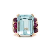 AQUAMARINE AND RUBY RING