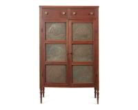 A Federal Walnut Pie Safe With Eagle-Pierced Tin Panels