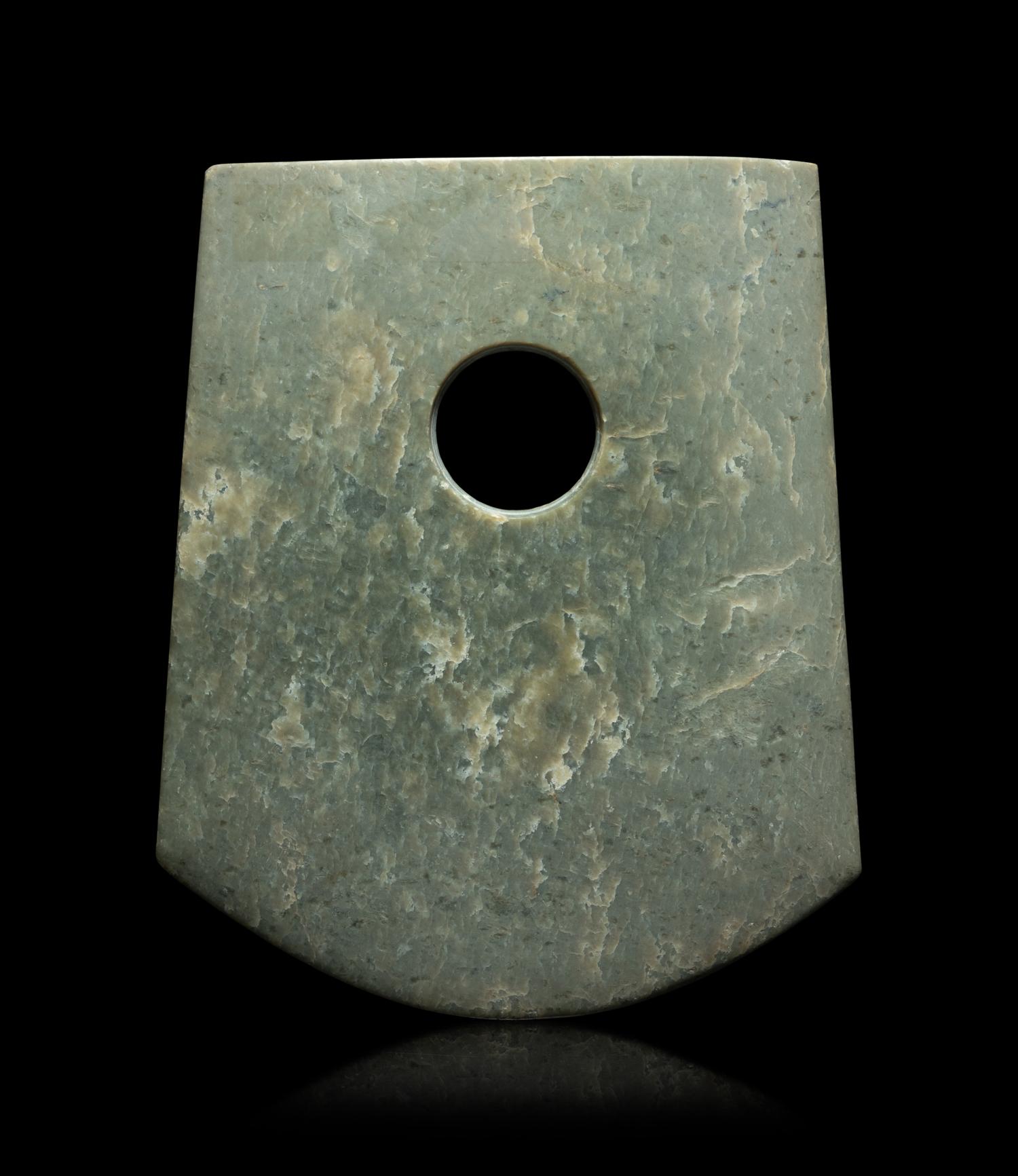 A Chinese Archaistic Style Celadon Jade Axe
