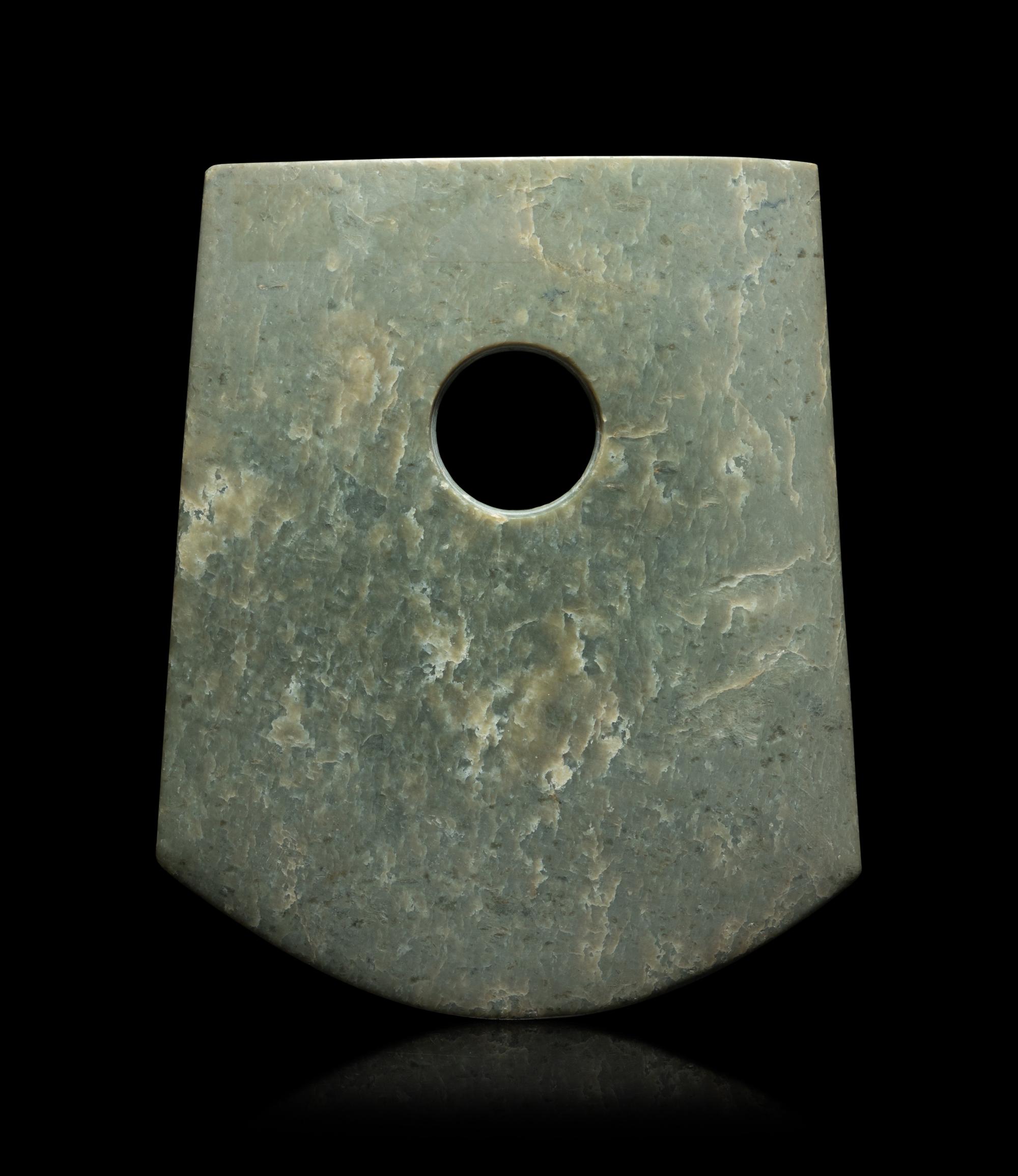 A Chinese Archaistic Style Celadon Jade Axe