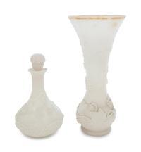 Two Pressed White Glass Articles