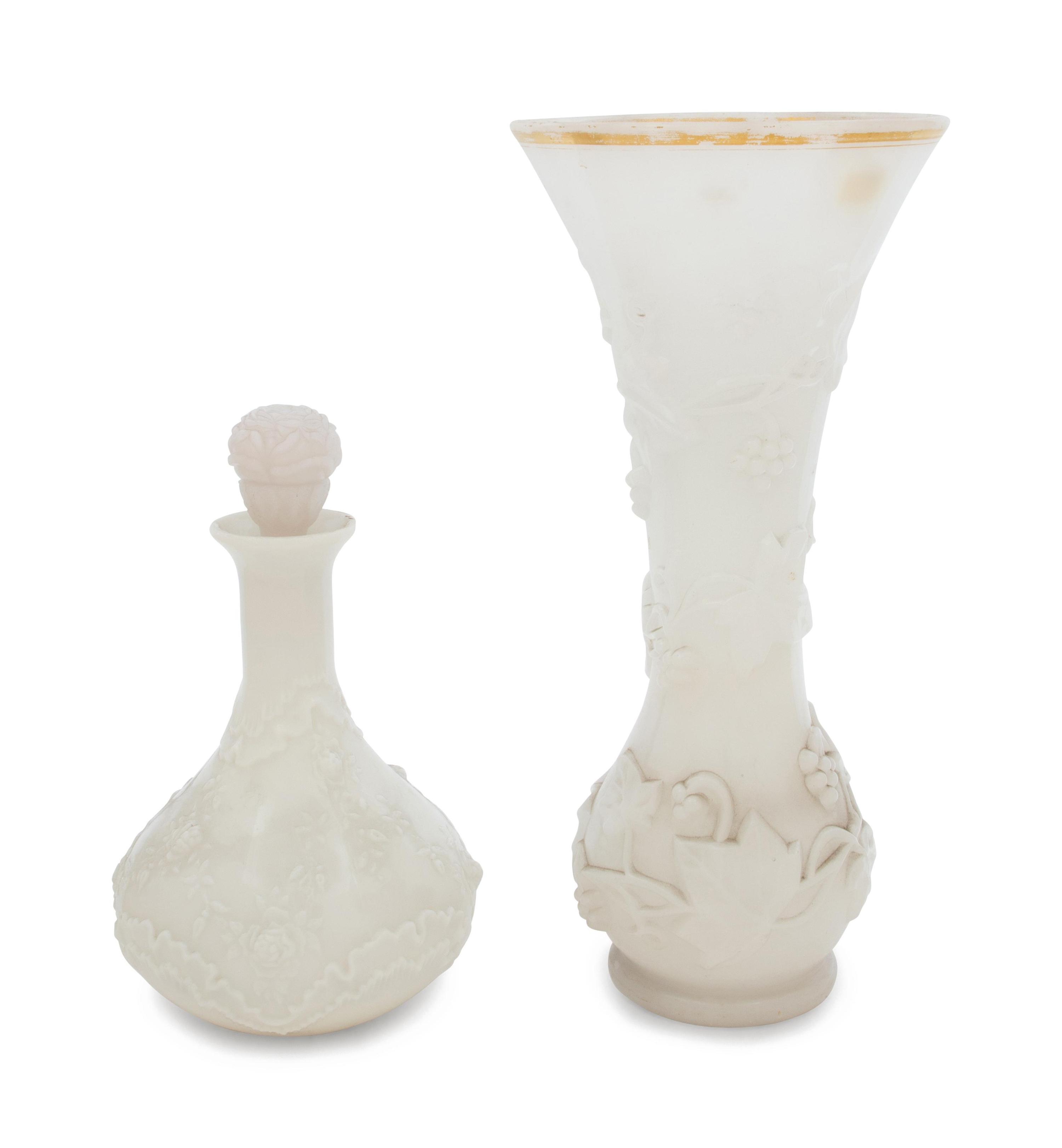 Two Pressed White Glass Articles