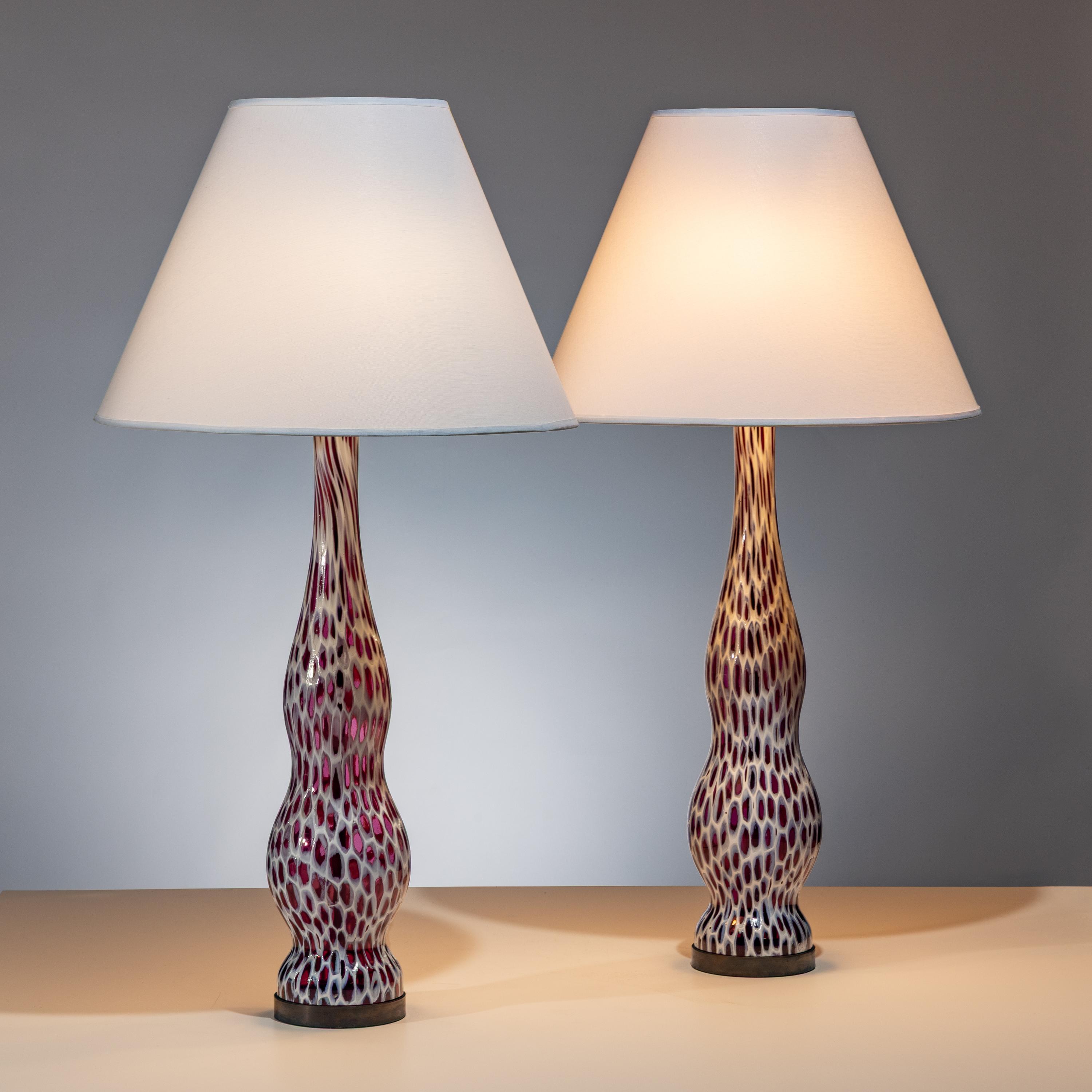 Attributed to Ermanno Toso for Fratelli Toso (Italian, 1903–1973) — Pair of Murrina Table Lamps
