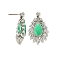 COLOMBIAN EMERALD, DIAMOND, AND PLATINUM PENDANT EARRINGS