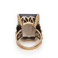 SMOKY QUARTZ AND YELLOW GOLD RING