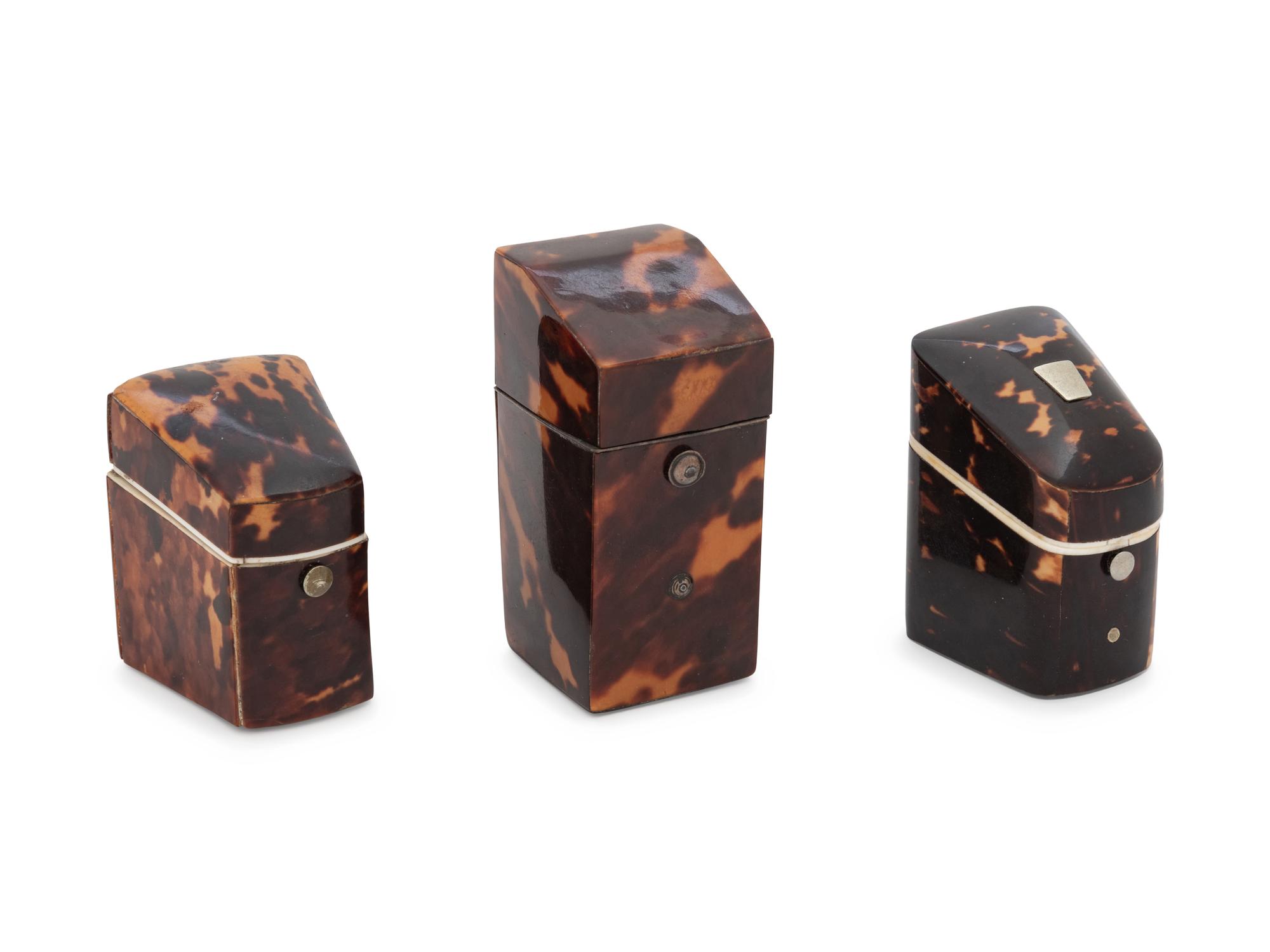 Three English Tortoise Shell Veneered Étui Cases