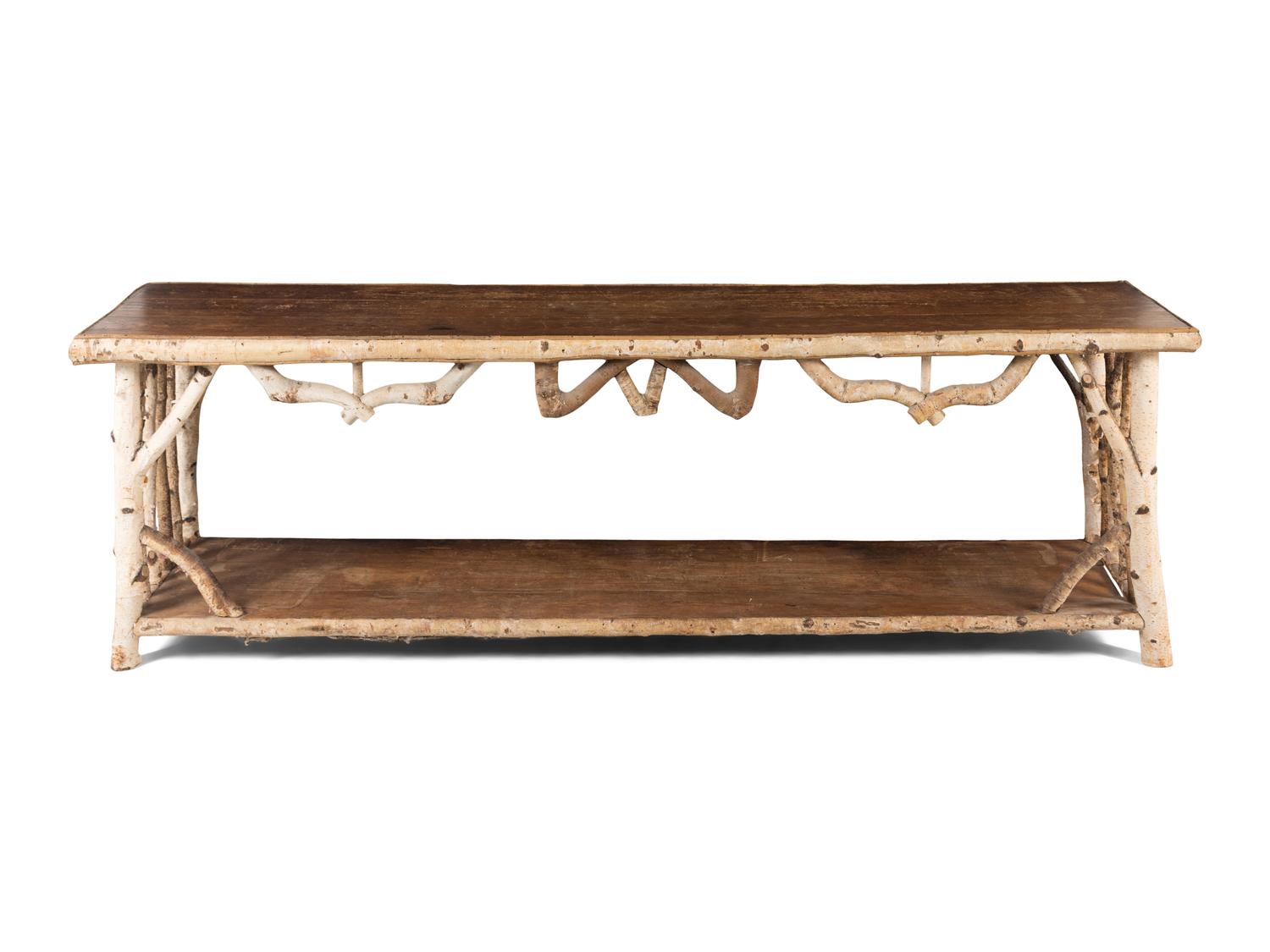 An Adirondack Style Birch and Oak Console Table